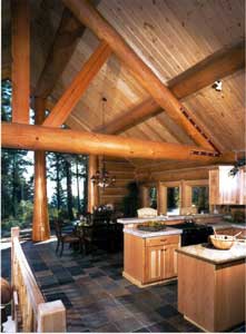 Eagle's View Log Home - Great Room Kitchen