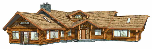 Log home rendering in 3D - The 'Nanoose'